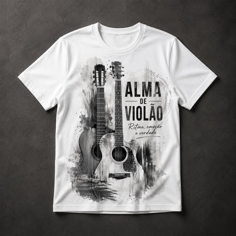 Camiseta música violão