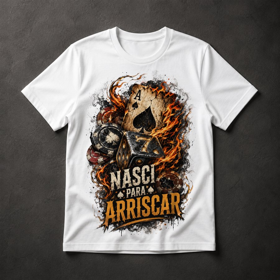 Camiseta Cartas de Baralho em Chamas