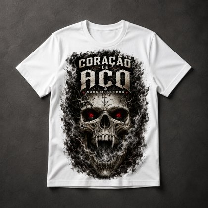 Camiseta Caveira Aço