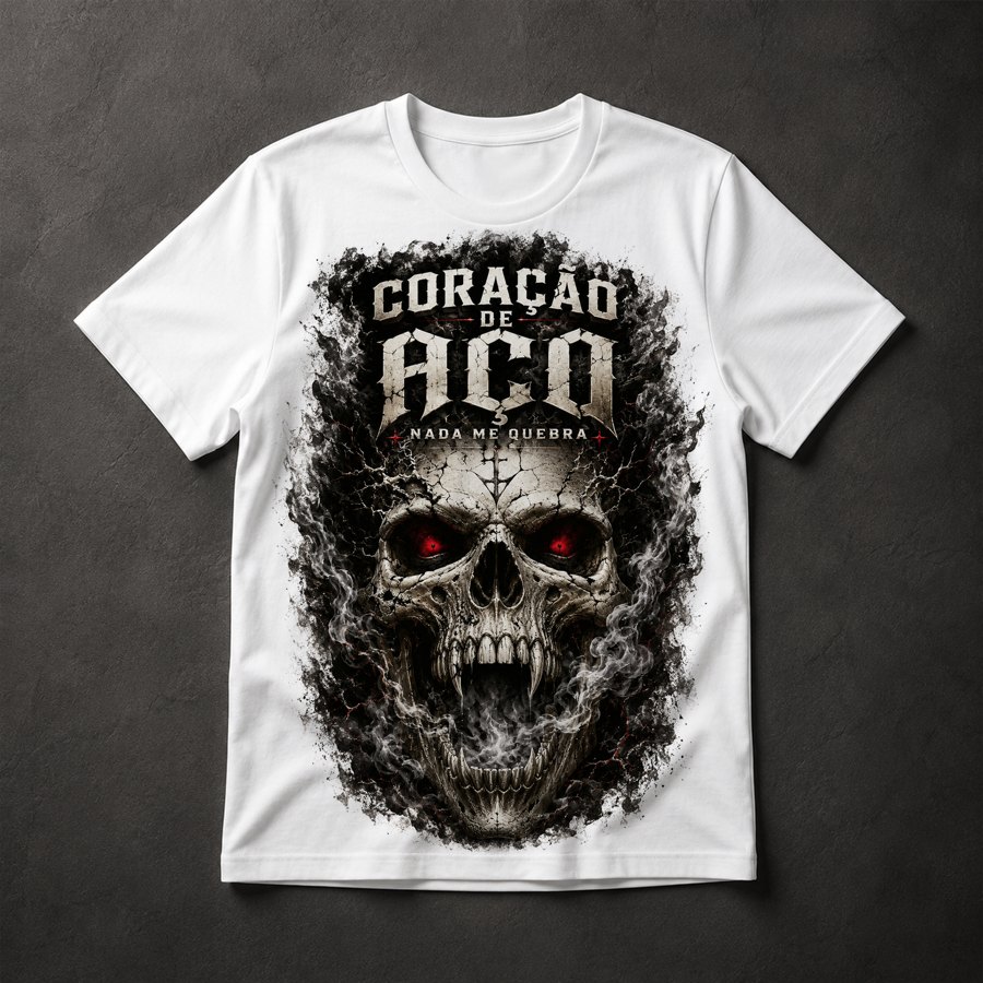 Camiseta Caveira Aço