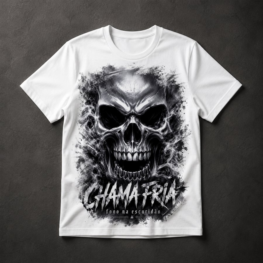 Camiseta Caveira Chama Fria