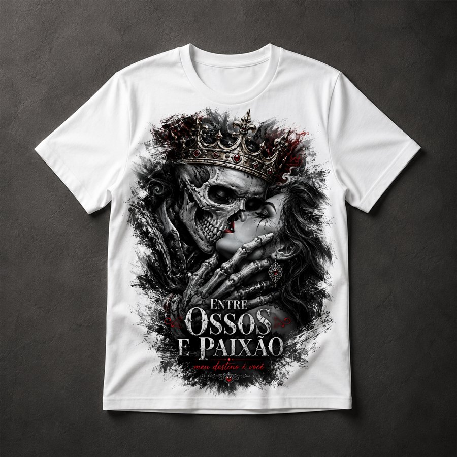 Camiseta Caveira e Paixão