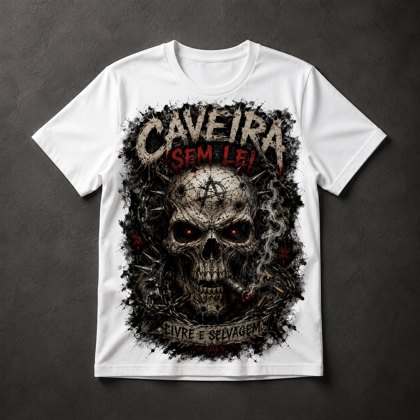 Camiseta Caveira Sem Lei