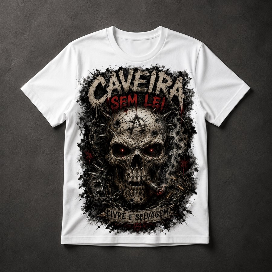 Camiseta Caveira Sem Lei