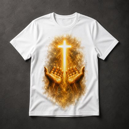 Camiseta Cruz Sagrada Mãos