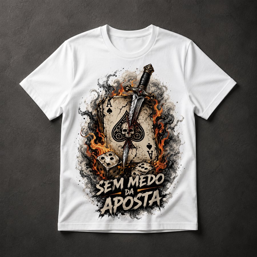 Camiseta Espada e Cartas de Poker