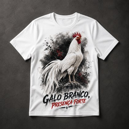 Camiseta Galo Branco, Presença Forte