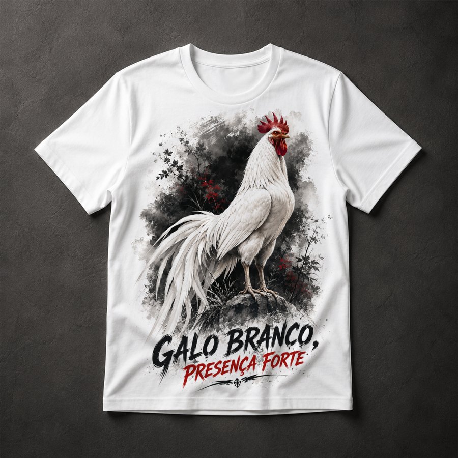 Camiseta Galo Branco, Presença Forte