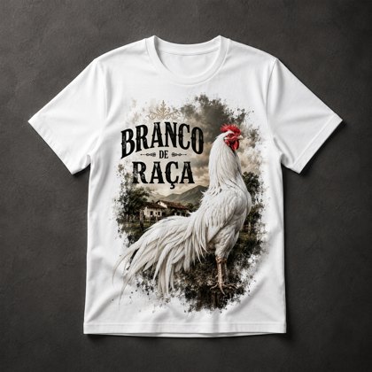Camiseta Galo Branco de Raça