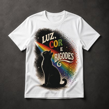 Camiseta Gato Arco-Íris