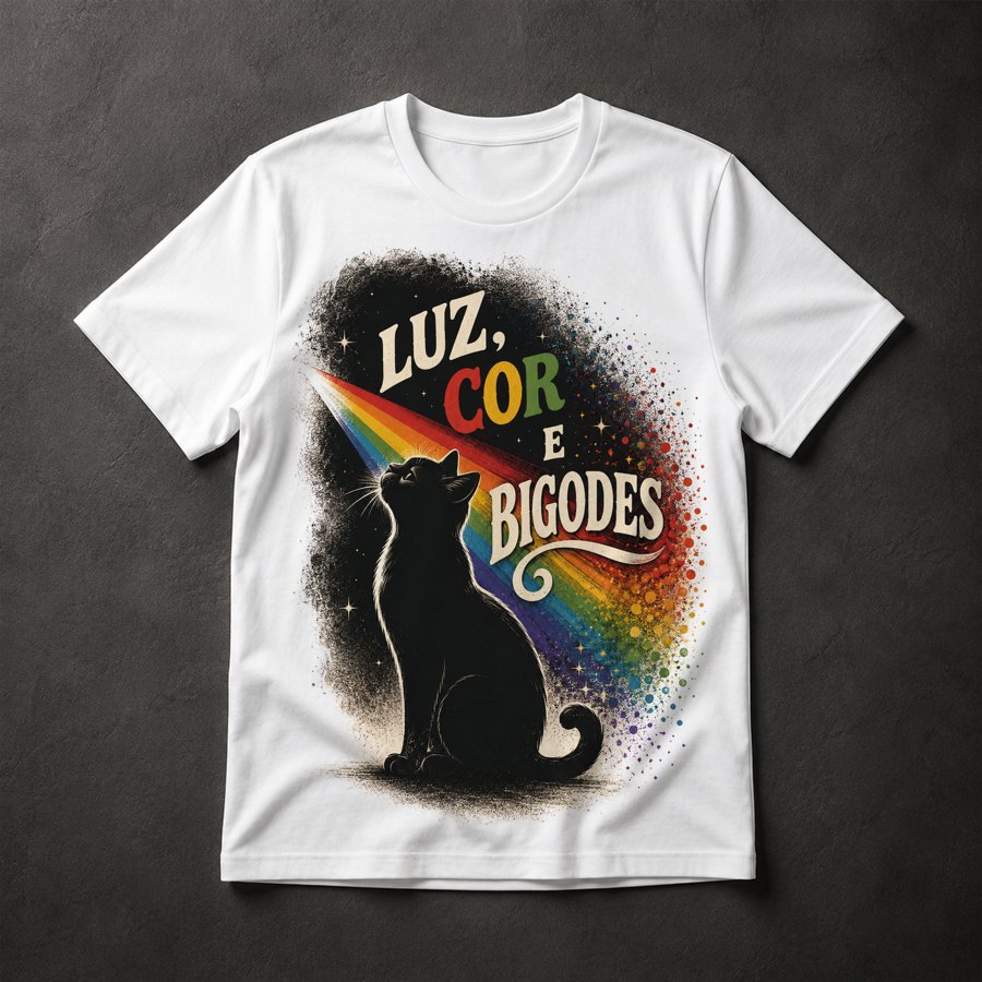 Camiseta Gato Arco-Íris