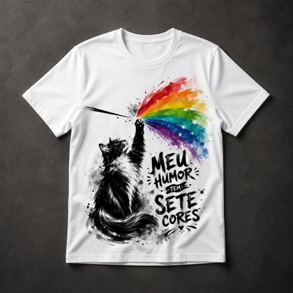 Camiseta Gato Arco-íris