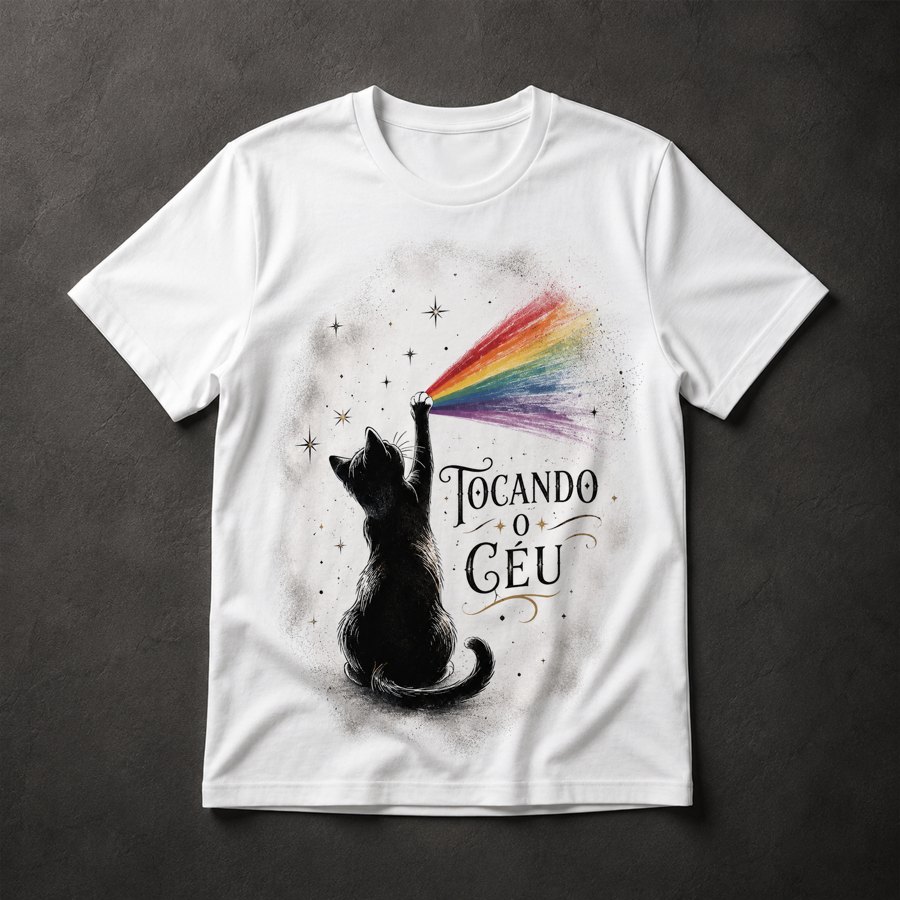 Camiseta Gato Arco-íris