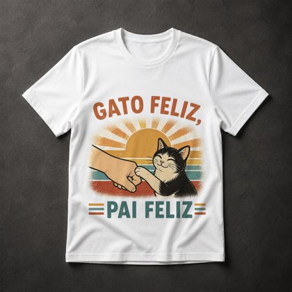 Camiseta Gato Feliz Pai