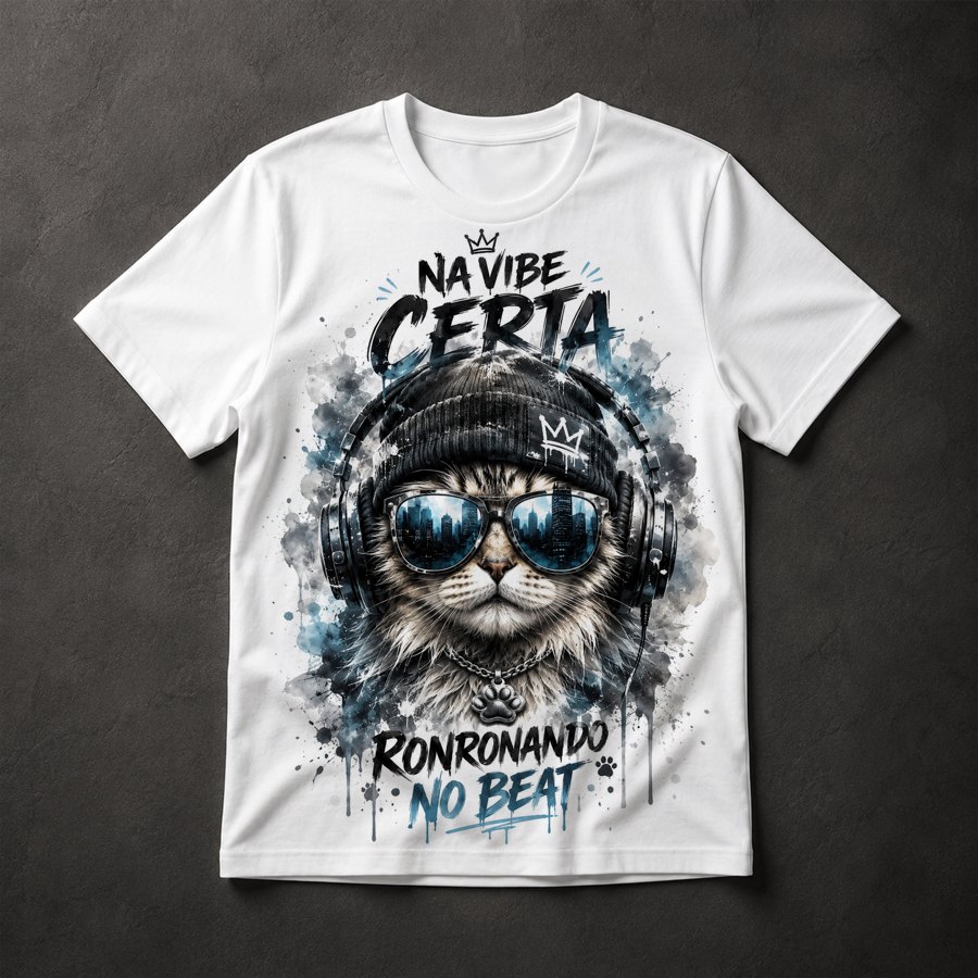 Camiseta Gato Hip-Hop