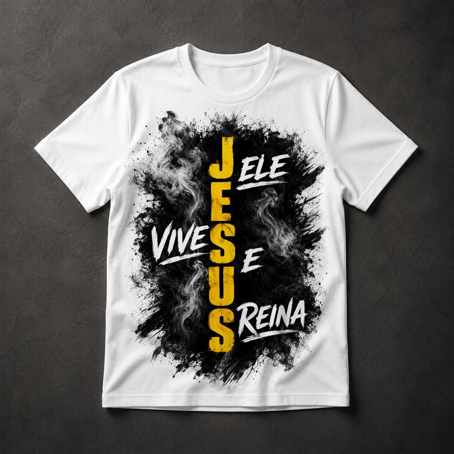 Camiseta Jesus Vive e Reina