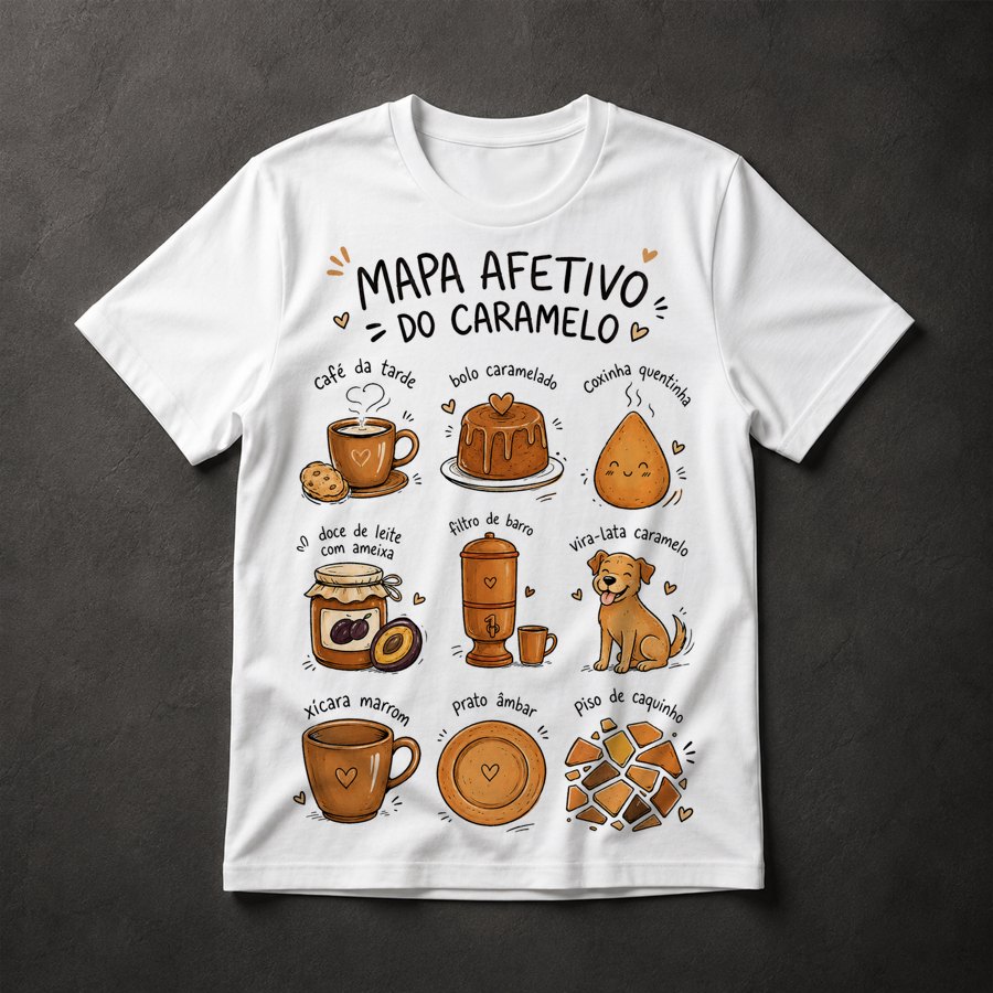 Camiseta Mapa Afetivo Caramelo