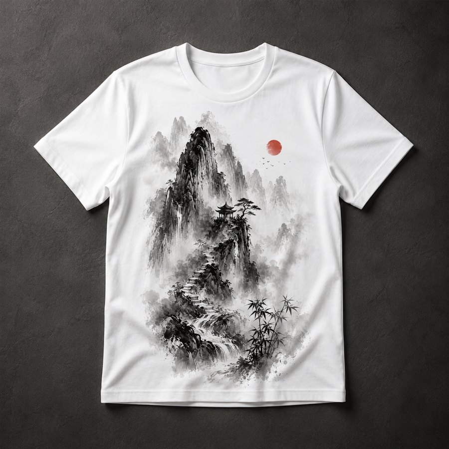 Camiseta Montanha Nebulosa Asiática