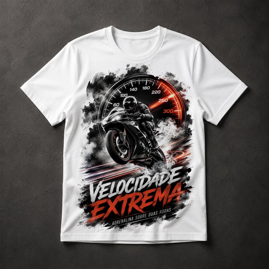 Camiseta Motociclista Velocidade Extrema