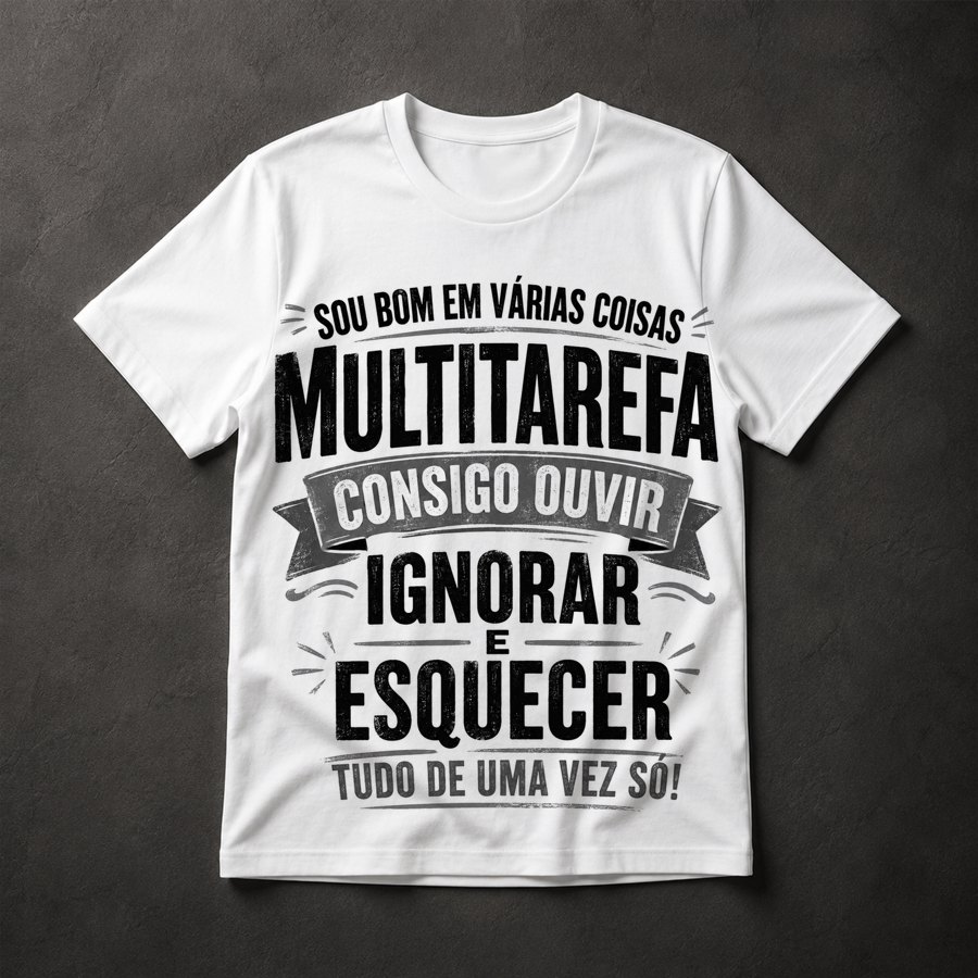 Camiseta Multitarefa Humorístico