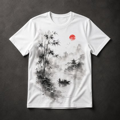Camiseta Paisagem Oriental Minimalista