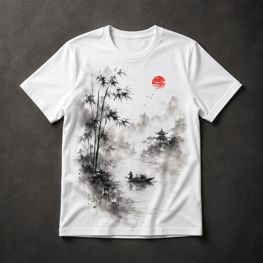 Camiseta Paisagem Oriental Minimalista