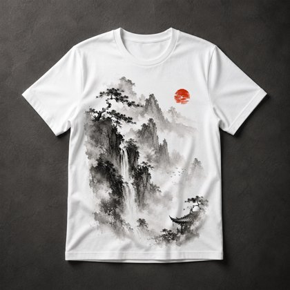 Camiseta Paisagem Zen Asiática