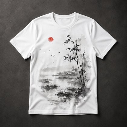 Camiseta Paisagem Zen Asiática