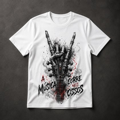 Camiseta Rock Esqueleto Guitarra