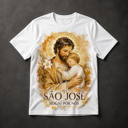 Camiseta São José com Menino Jesus