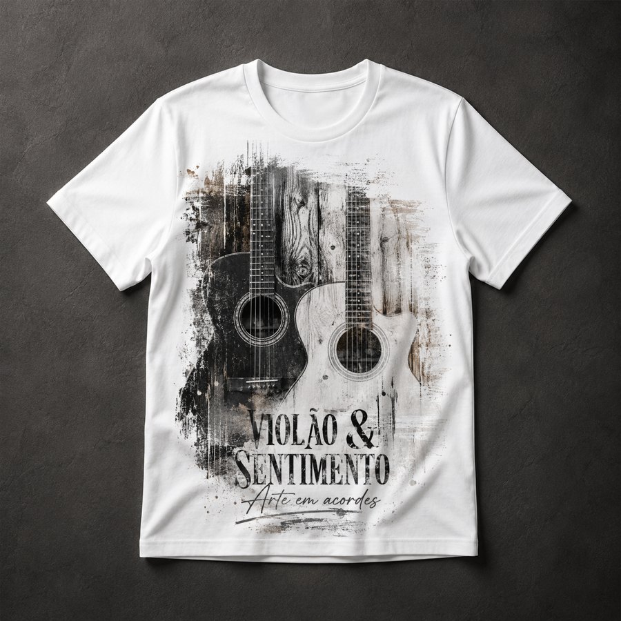 Camiseta música violão