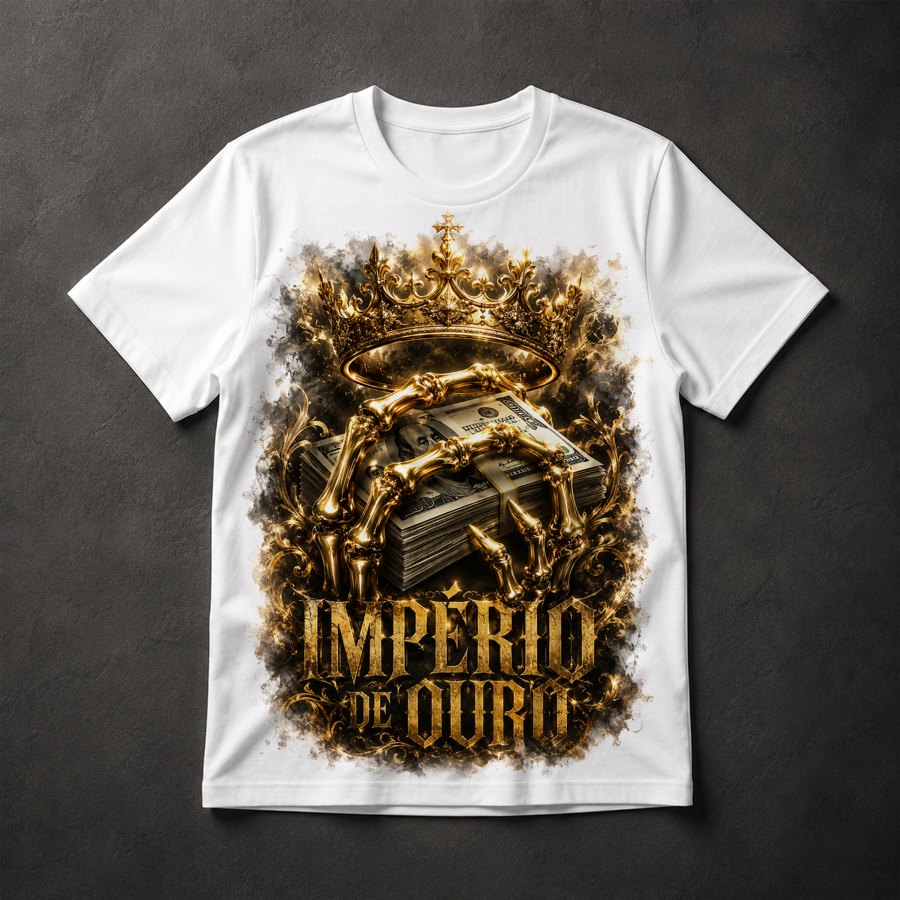 Camiseta Caveira Império Ouro