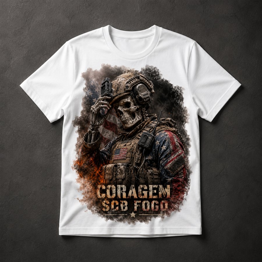 Camiseta Caveira Soldado Militar