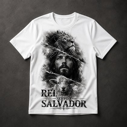 Camiseta Jesus Rei Leão Cordeiro