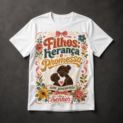 Camiseta Frase Cristã Mãe e Filho